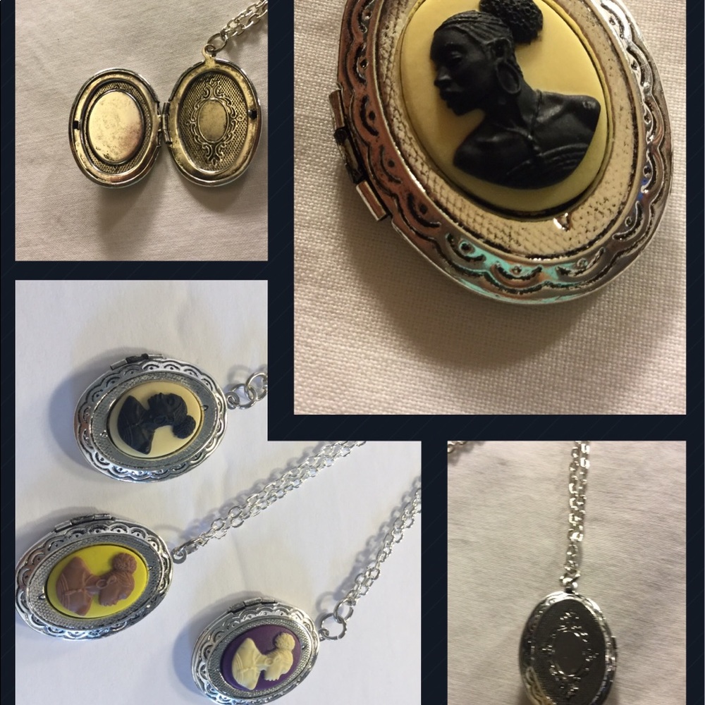 Black Vintage Cameo Locket